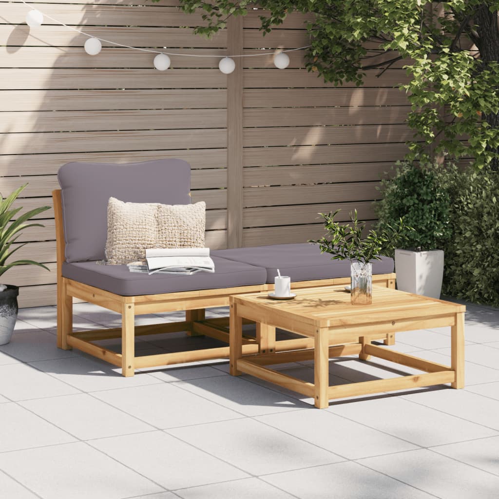 vidaXL 3-tlg. Garten-Lounge-Set mit Kissen Massivholz Akazie