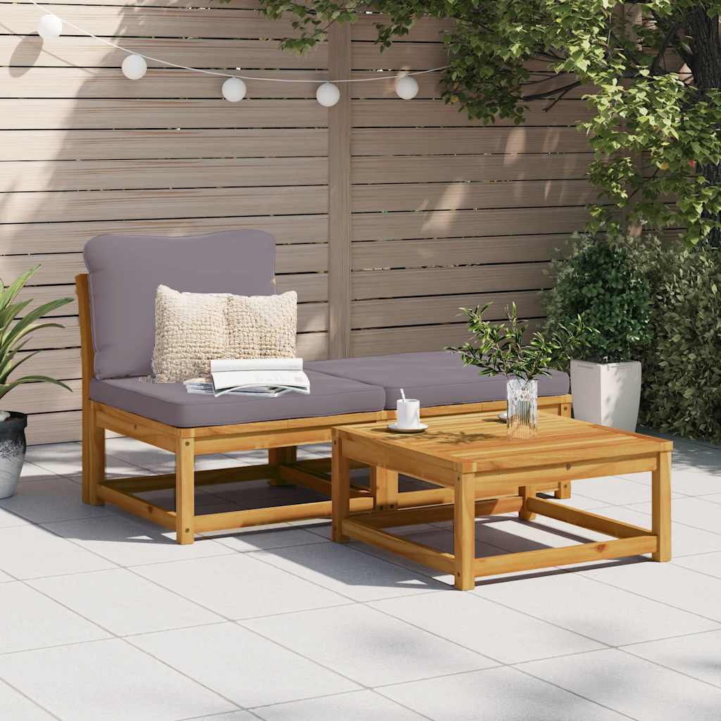 vidaXL Set mobilier de grădină cu perne, 3 piese, lemn masiv acacia