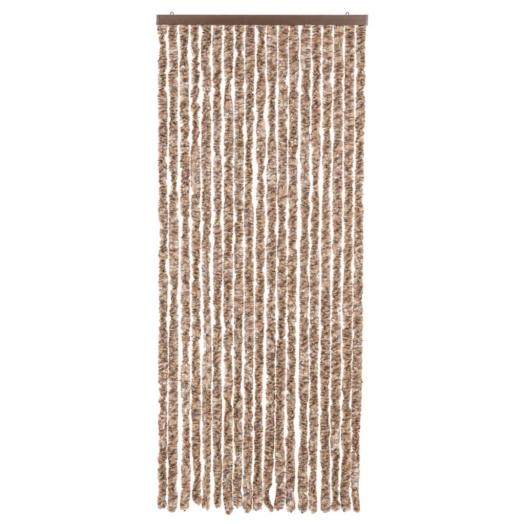 vidaXL Vliegengordijn 56x185 cm chenille beige en donkerbruin afbeelding