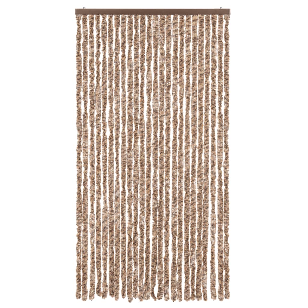 vidaXL Vliegengordijn 100x200 cm chenille beige en donkerbruin afbeelding