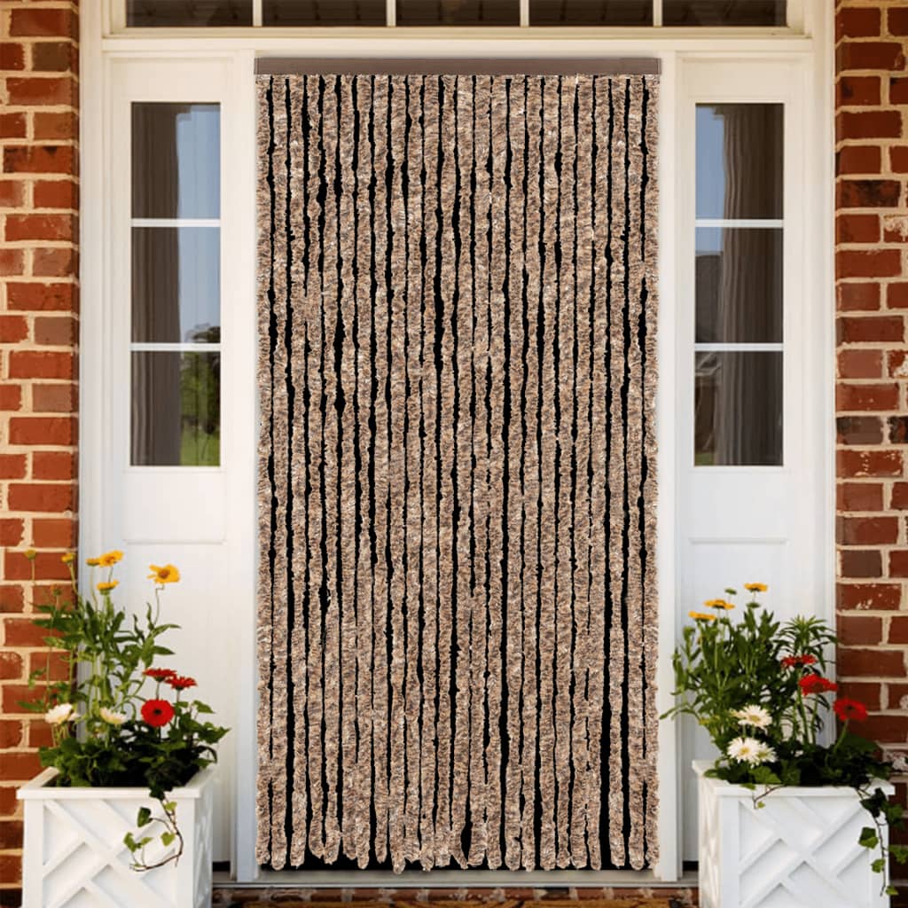 Fliegenvorhang Beige und Dunkelbraun 100×220 cm Chenille