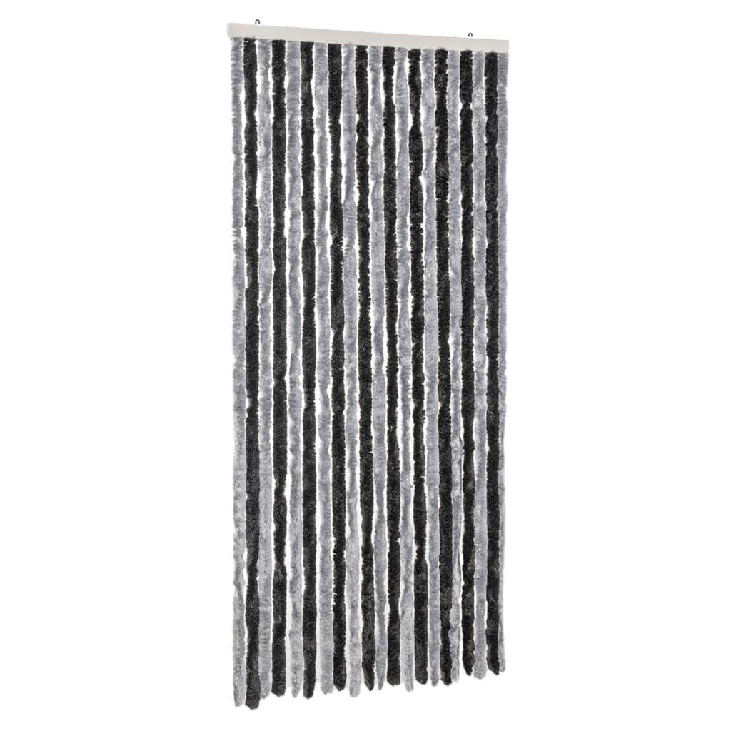 vidaXL Závěs proti hmyzu šedý a černý 90 x 200 cm žinylka