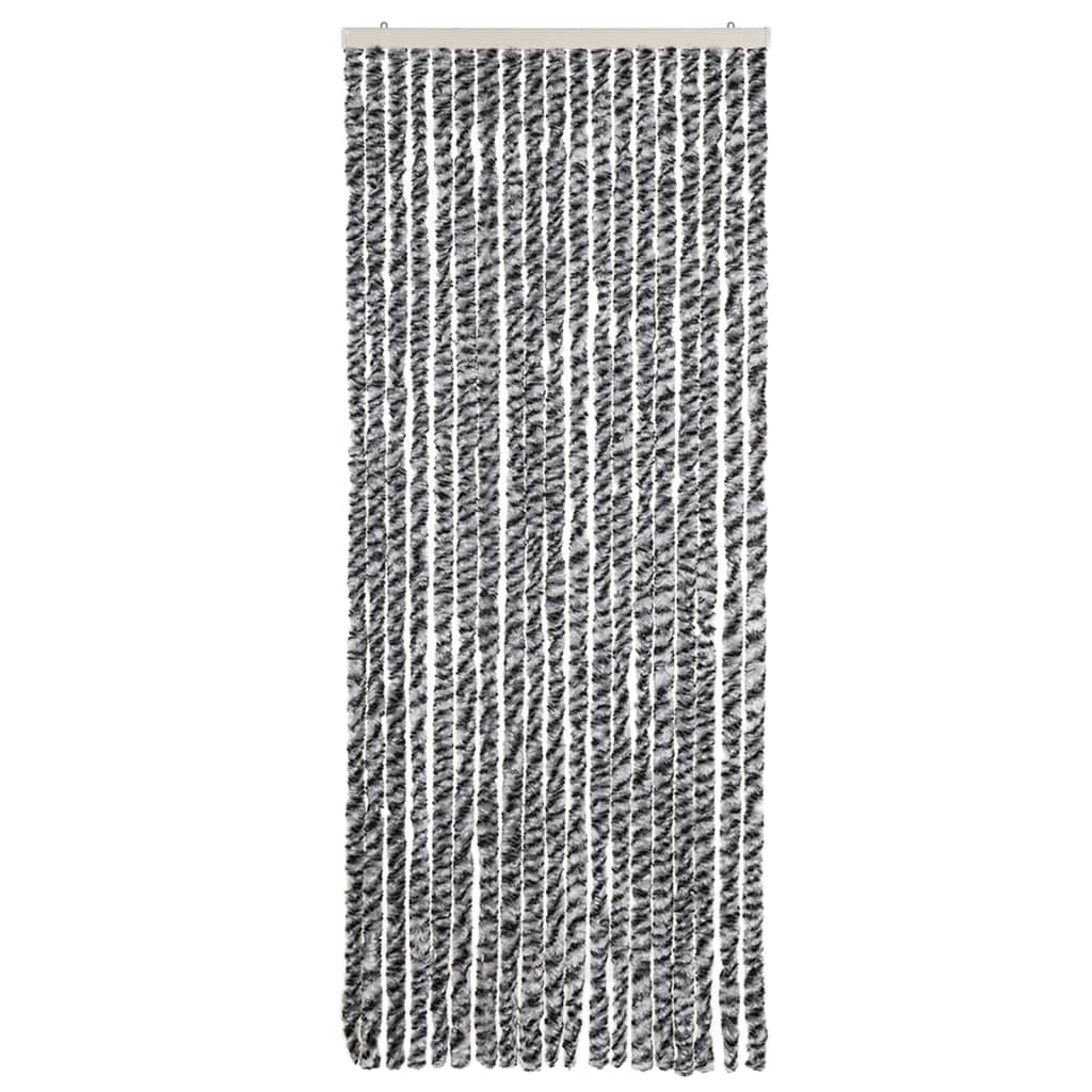 vidaXL Vliegengordijn 56x185 cm chenille grijs en zwart-wit afbeelding