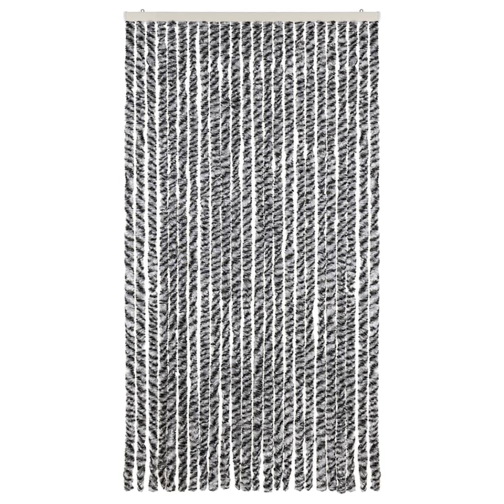 vidaXL Vliegengordijn 100x230 cm chenille grijs en zwart-wit afbeelding