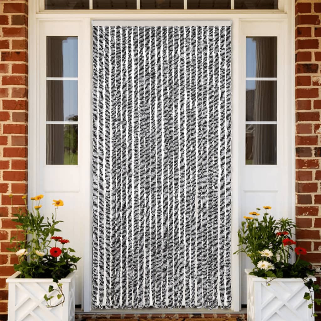 vidaXL Perdele pentru insecte, gri și alb-negru, 100x230 cm, chenille