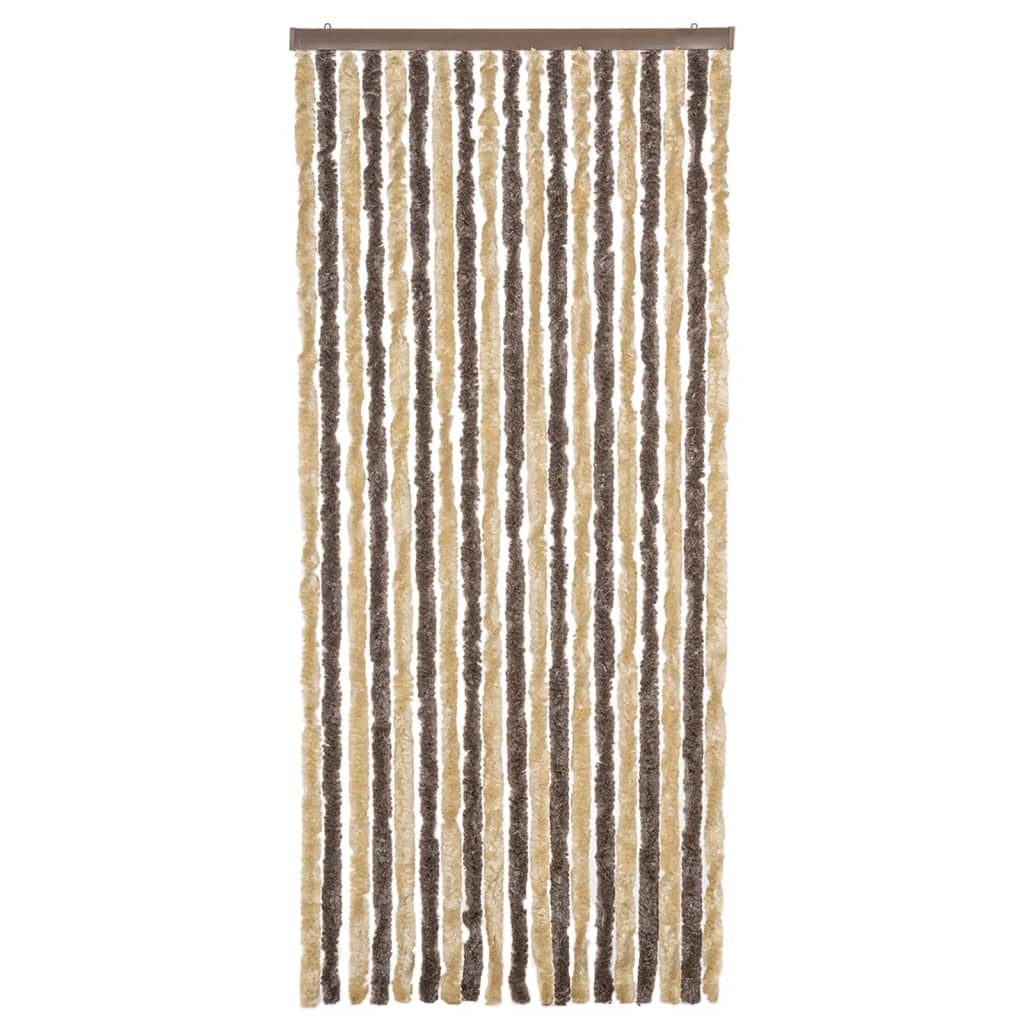 vidaXL Vliegengordijn 56x185 cm chenille donkerbruin en beige afbeelding
