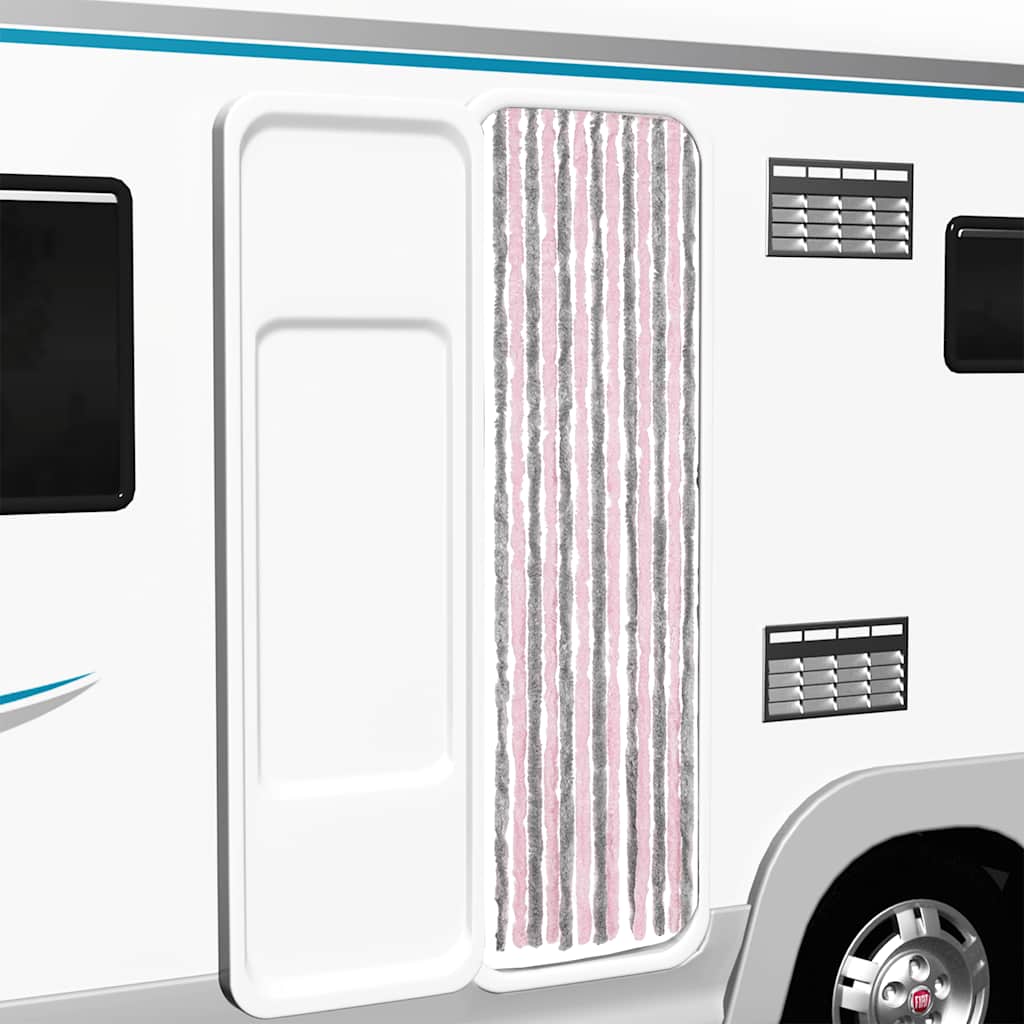 vidaXL Perdea pentru insecte, gri argintiu și roz, 56x185 cm, chenille