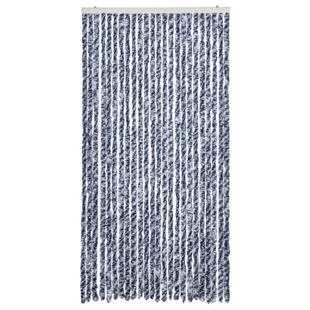 vidaXL Vliegengordijn 100x200 cm chenille blauw en wit afbeelding