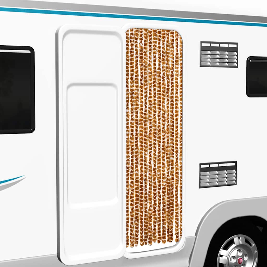 vidaXL Fliegenvorhang Ocker und Weiß 56x200 cm Chenille