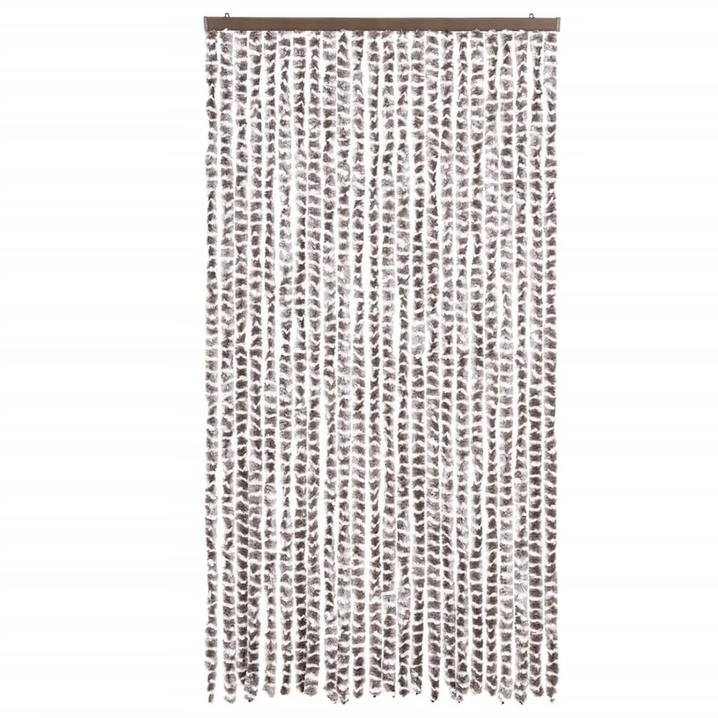 vidaXL Vliegengordijn 100x200 cm chenille taupe en wit afbeelding