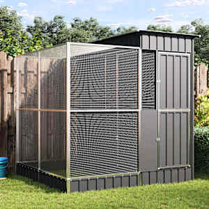 Ptičja voliera s podaljškom srebrna 209x203x216 cm jeklo