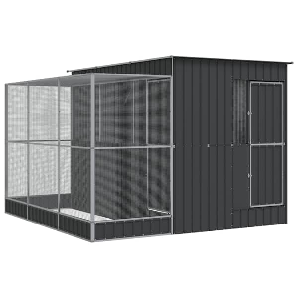 vidaXL linnumaja pikendusega, h&otilde;bedane, 290 x 303 x 216 cm, teras