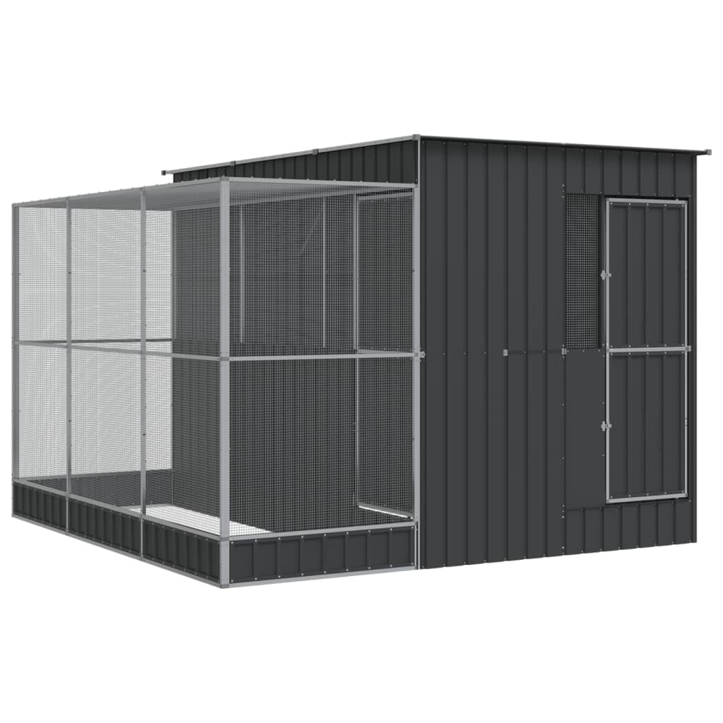 Aviary with Extension Outdoor Bird Cage Parrot Budgie House Silver Steel vidaXL - Picture 19 of 88