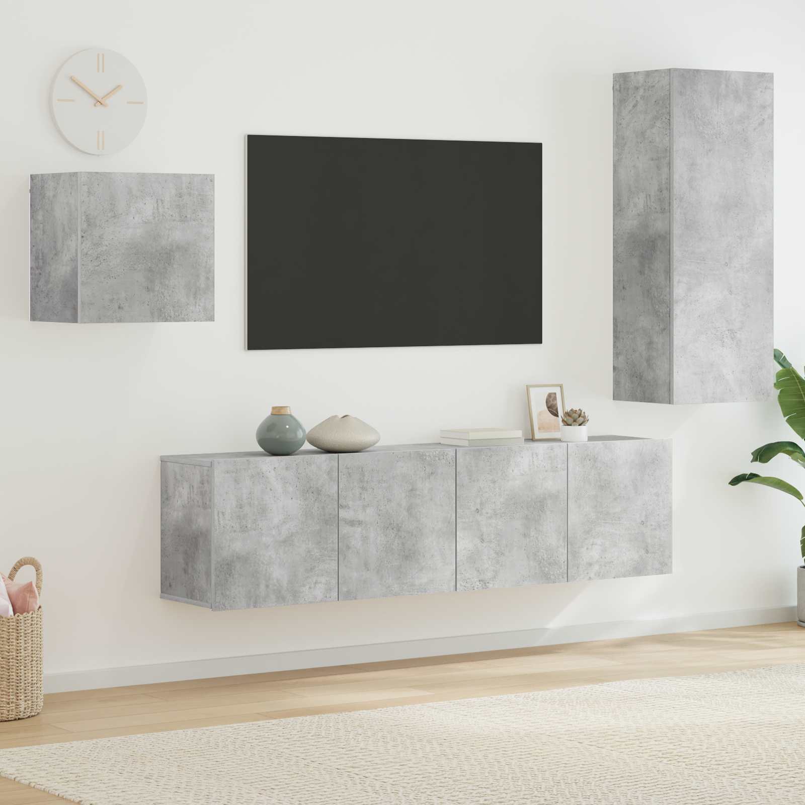vidaXL 4-tlg. Wohnwand Betongrau Holzwerkstoff – Bild 3