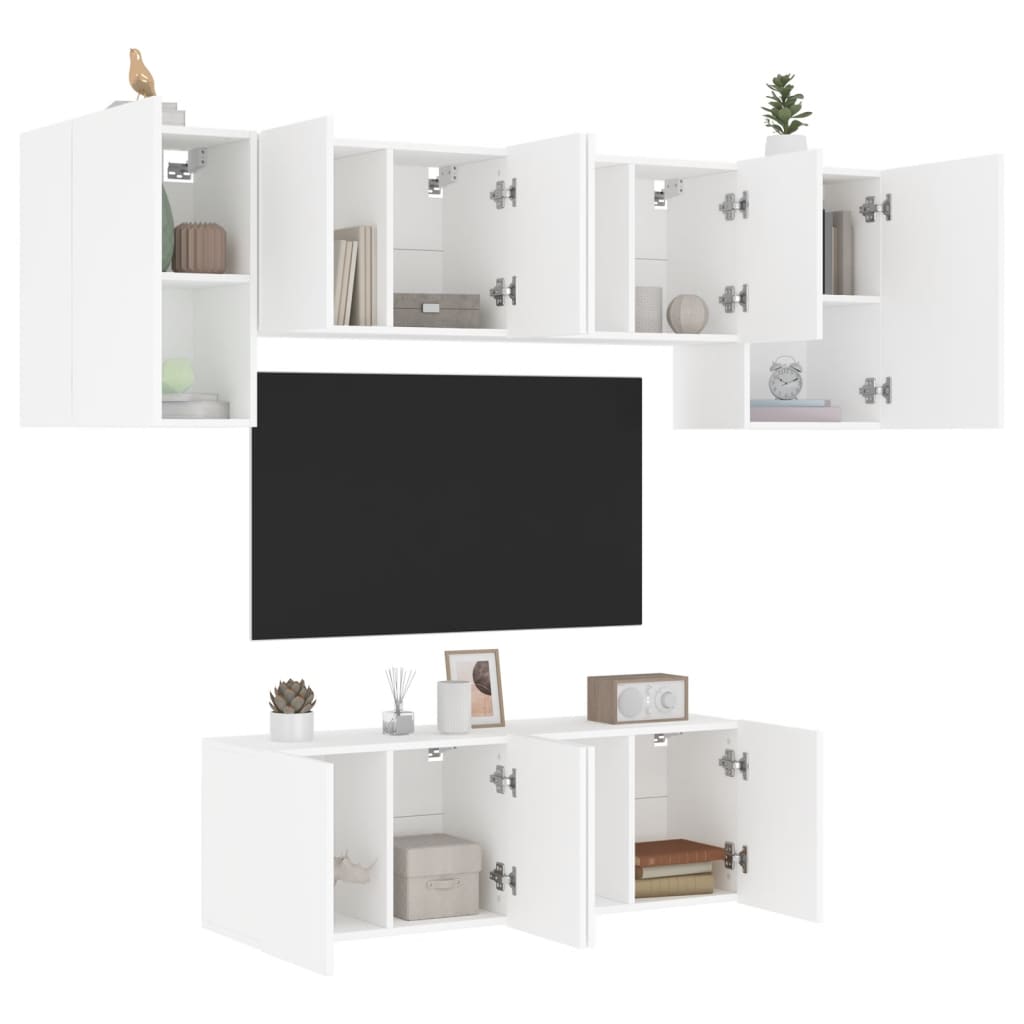 6dílná obývací stěna bílá kompozitní dřevo