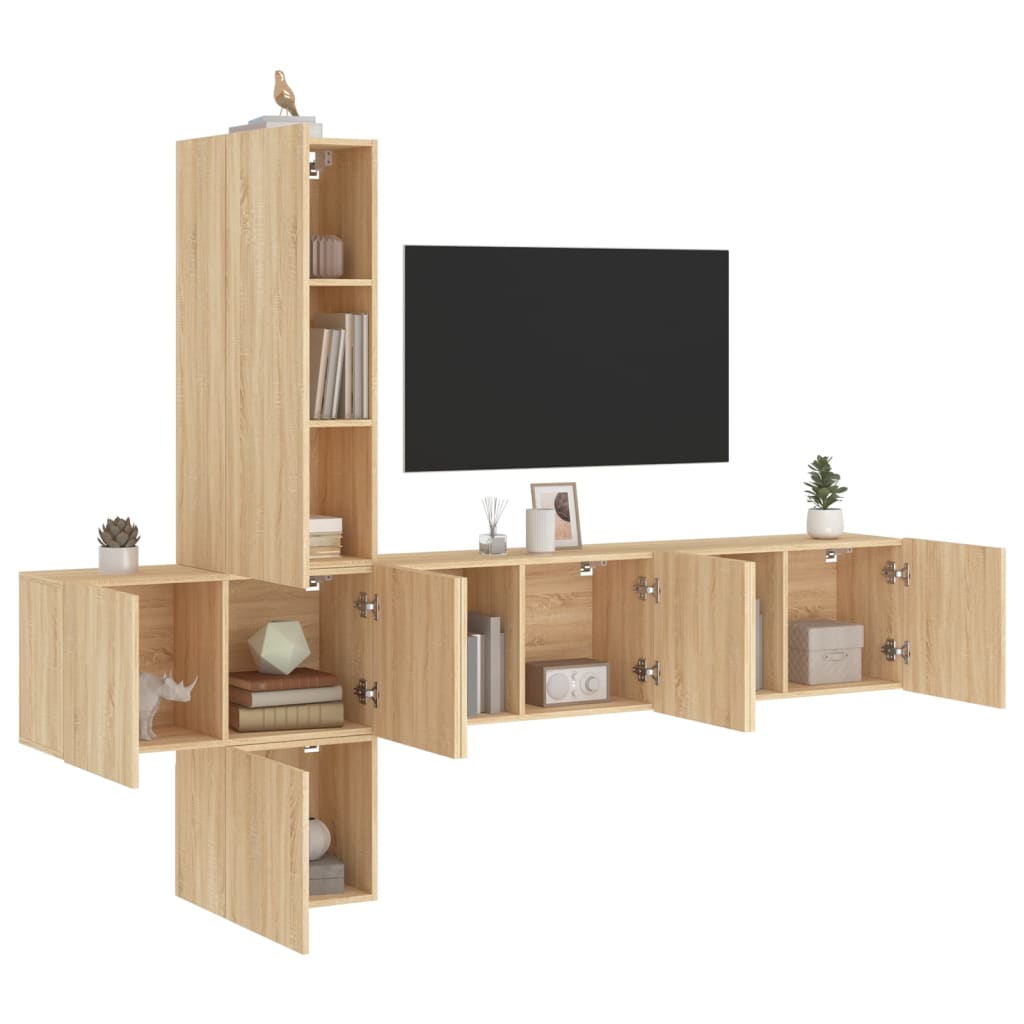 5dílná obývací stěna dub sonoma kompozitní dřevo
