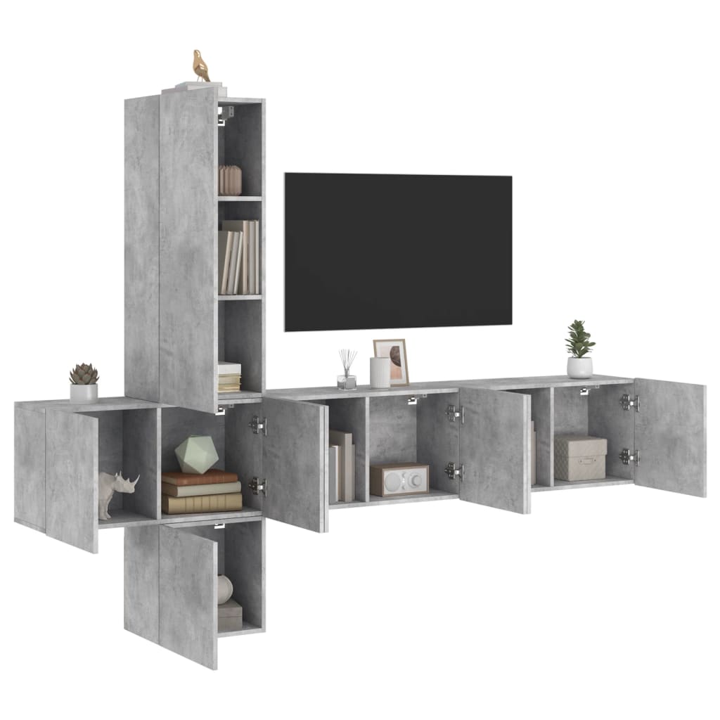 5dílná obývací stěna betonově šedá kompozitní dřevo