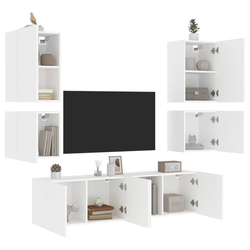 6dílná obývací stěna bílá kompozitní dřevo