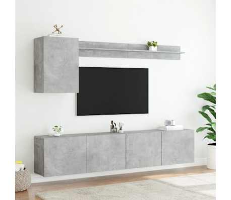 vidaXL 5 Piece TV Wall Units Concrete Grey Engineered Wood