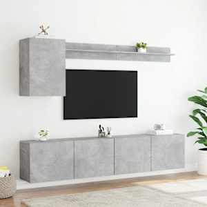 vidaXL 5 Piece TV Wall Units Concrete Grey Engineered Wood