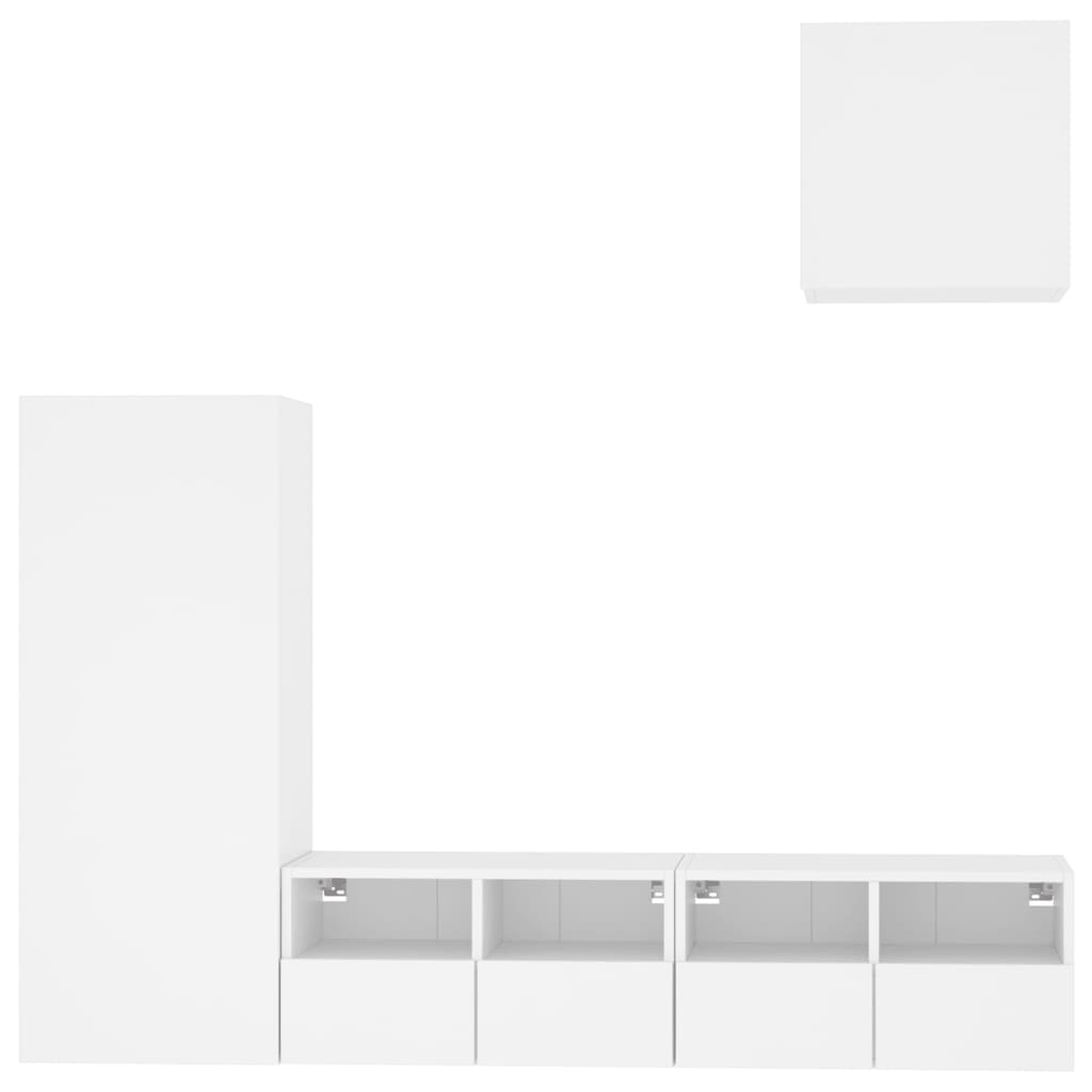 4-dielne TV nástenné skrinky biele kompozitné drevo