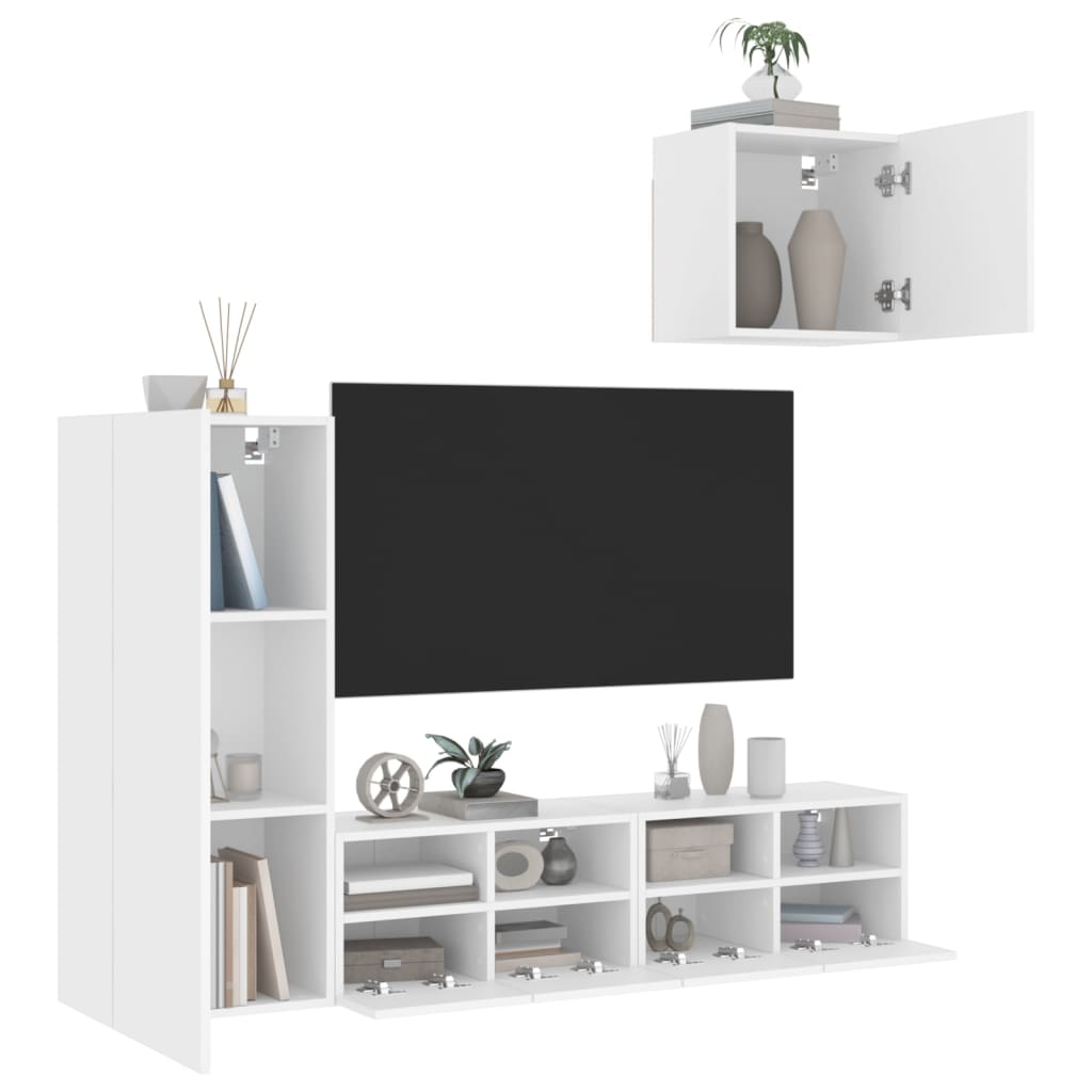 4dílná obývací stěna bílá kompozitní dřevo