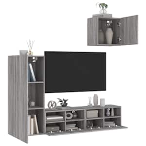 Komplet TV omaric 4-delni siva sonoma inženirski les