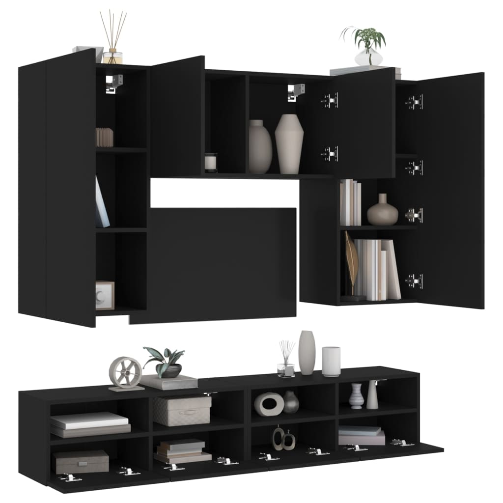 5dílná obývací stěna černá kompozitní dřevo