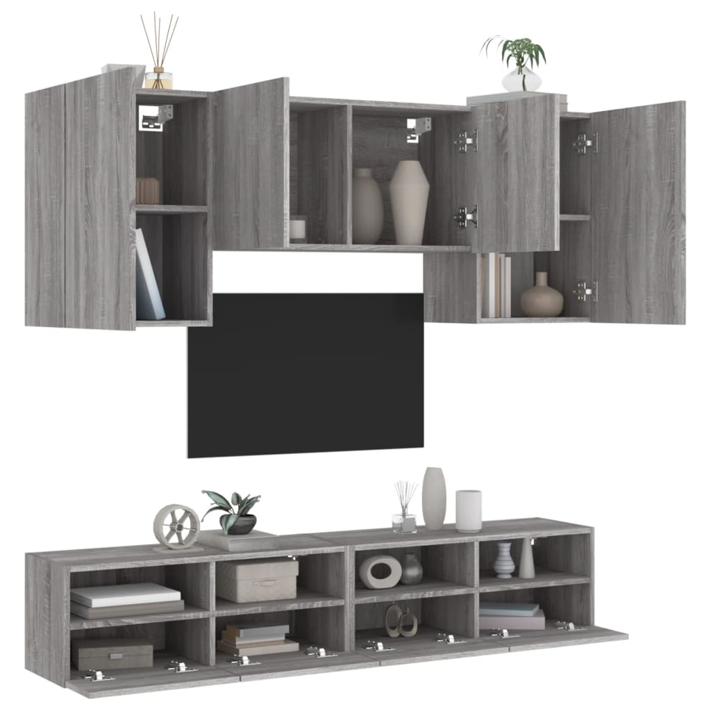 5dílná obývací stěna šedá sonoma kompozitní dřevo