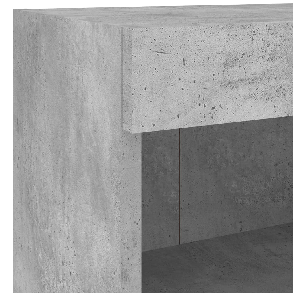 Comode TV de perete cu lumini LED, 4 piese, gri beton