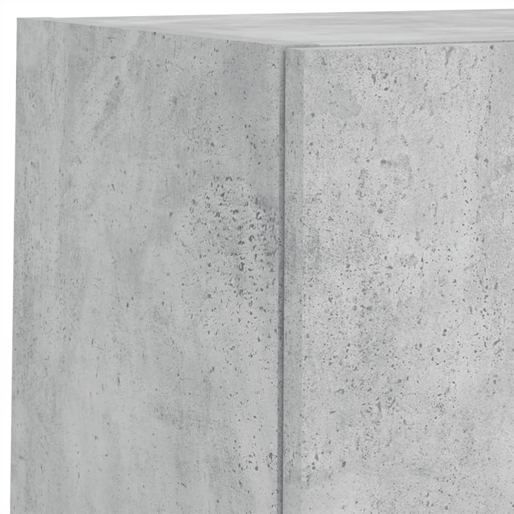 Comode TV de perete cu lumini LED, 4 piese, gri beton