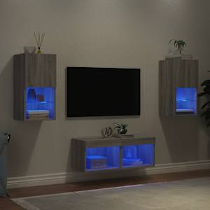 Stenske TV omarice z LED lučkami 4 kosi siva sonoma