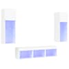 vidaXL 5-osaline telerikappide komplekt LED-tuledega, valge, tehispuit