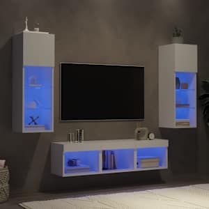 Komplet TV omaric LED 5-delni bel inženirski les