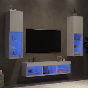 5dílná obývací stěna s LED osvětlením bílá kompozitní dřevo - obrázek 1