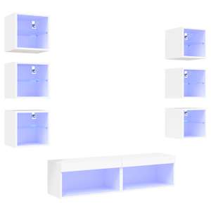 8dílná obývací stěna s LED osvětlením bílá kompozitní dřevo - obrázek 2