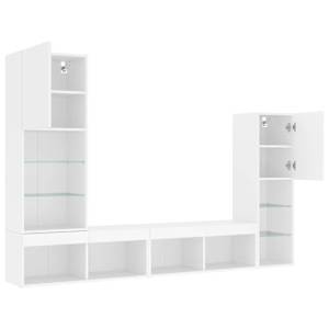 4dílná obývací stěna s LED osvětlením bílá kompozitní dřevo - obrázek 6