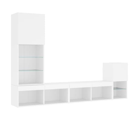 vidaXL Vegghengte TV-enheter med LED 4 deler hvit konstruert tre
