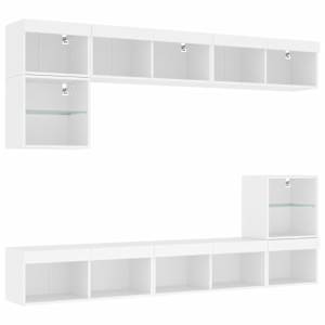 8dílná obývací stěna s LED osvětlením bílá kompozitní dřevo - obrázek 3