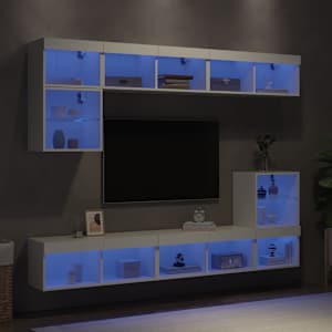 8dílná obývací stěna s LED osvětlením bílá kompozitní dřevo
