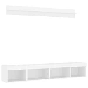 5dílná obývací stěna s LED osvětlením bílá kompozitní dřevo - obrázek 3