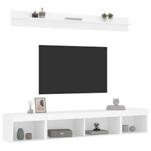 5dílná obývací stěna s LED osvětlením bílá kompozitní dřevo - obrázek 5
