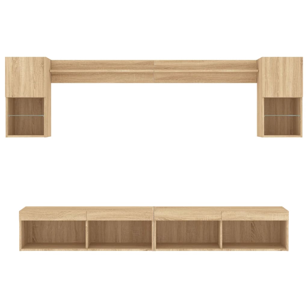 Komplet TV omaric LED 6-delni sonoma hrast inženirski les - slika 7