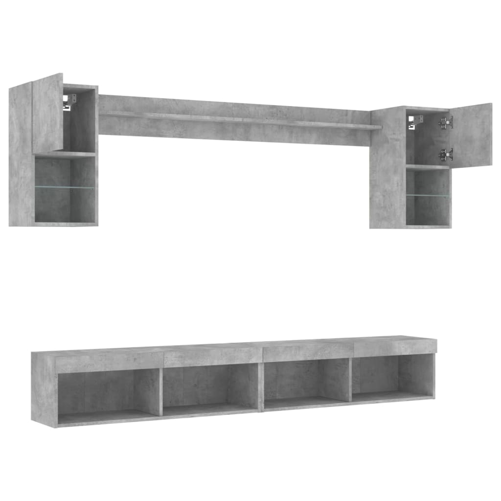 6-osaline telerikappide komplekt LED-tuledega, betoonhall - Image 6