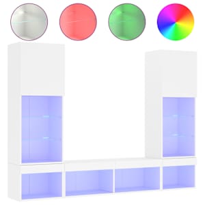 vidaXL 5-osaline telerikappide komplekt LED-tuledega, valge, tehispuit