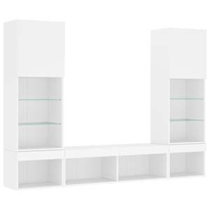 5dílná obývací stěna s LED osvětlením bílá kompozitní dřevo - obrázek 3
