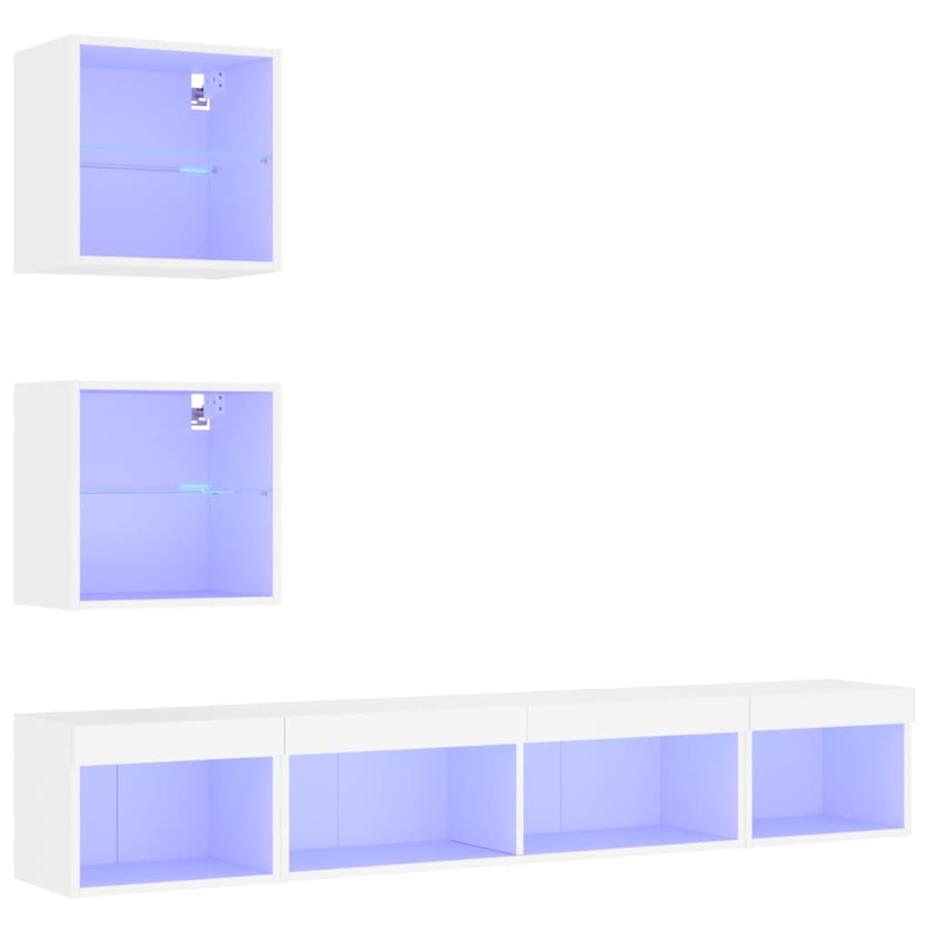 vidaXL 5 Piece TV Wall Units with LED White Engineered Wood