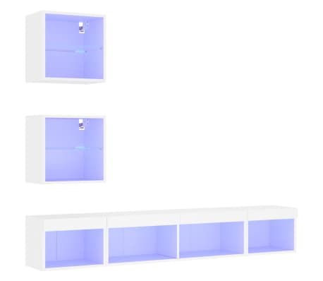 vidaXL 5 Piece TV Wall Units with LED White Engineered Wood