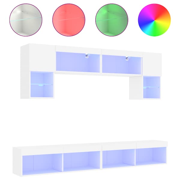 vidaXL 6-osaline telerikappide komplekt LED-tuledega, valge, tehispuit