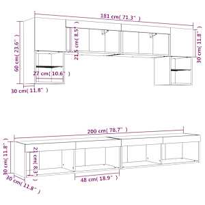 6dílná obývací stěna s LED dub sonoma kompozitní dřevo - obrázek 20